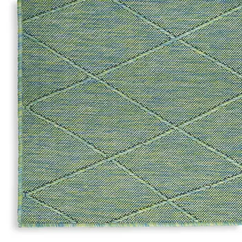 4' X 6' Blue Geometric Power Loom Non Skid Area Rug