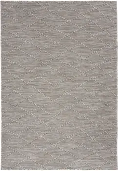 4' X 6' Gray Geometric Power Loom Non Skid Area Rug