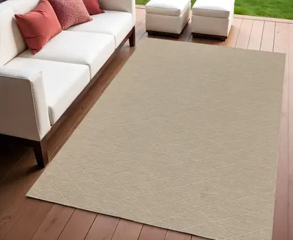 4' X 6' Natural And Light Brown Geometric Indoor Outdoor Area Rug