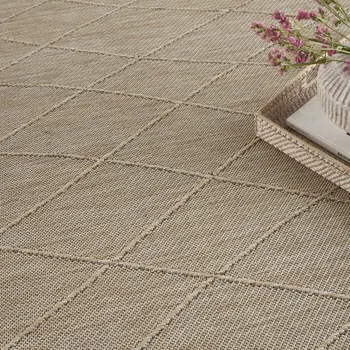 4' X 6' Natural And Light Brown Geometric Indoor Outdoor Area Rug