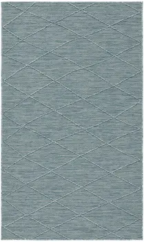 3' X 5' Aqua And Ivory Geometric Indoor Outdoor Area Rug