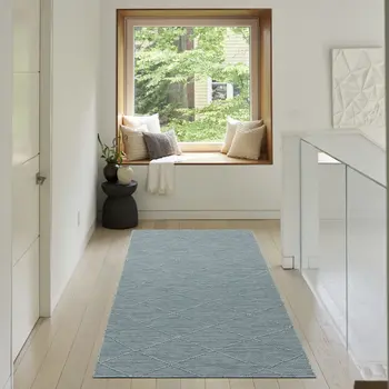 3' X 5' Aqua And Ivory Geometric Indoor Outdoor Area Rug