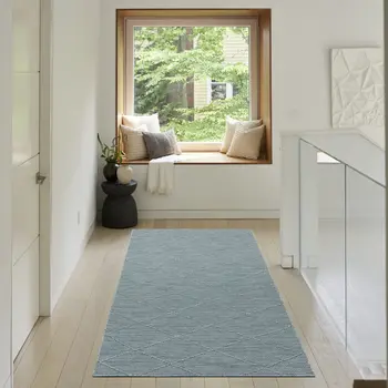 3' X 5' Aqua And Ivory Geometric Indoor Outdoor Area Rug