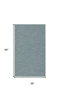 3' X 5' Aqua And Ivory Geometric Indoor Outdoor Area Rug