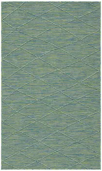 3' X 5' Blue And Green Geometric Indoor Outdoor Area Rug