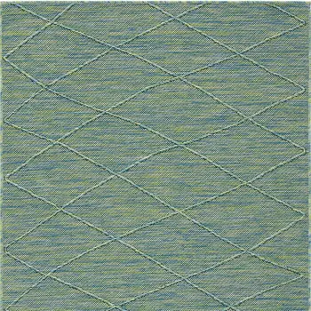 3' X 5' Blue And Green Geometric Indoor Outdoor Area Rug
