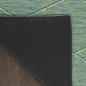 3' X 5' Blue And Green Geometric Indoor Outdoor Area Rug