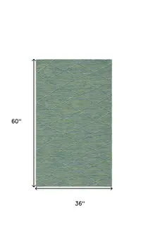 3' X 5' Blue And Green Geometric Indoor Outdoor Area Rug