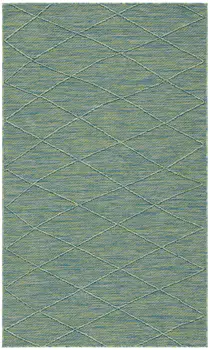 3' X 5' Blue And Green Geometric Indoor Outdoor Area Rug