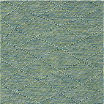 3' X 5' Blue And Green Geometric Indoor Outdoor Area Rug