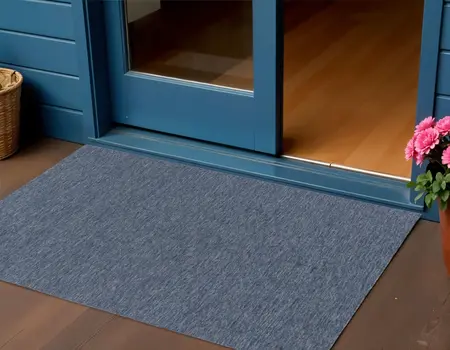 3' X 5' Navy Blue And Ivory Geometric Indoor Outdoor Area Rug