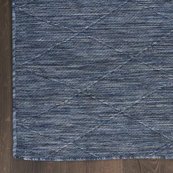 3' X 5' Navy Blue And Ivory Geometric Indoor Outdoor Area Rug