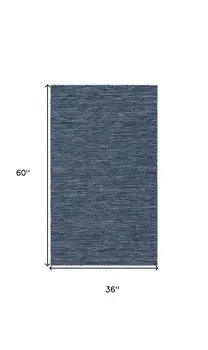 3' X 5' Navy Blue And Ivory Geometric Indoor Outdoor Area Rug