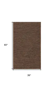 3' X 5' Dark Brown And Brown Geometric Indoor Outdoor Area Rug