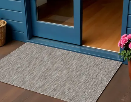 3' X 5' Gray And Light Gray Geometric Indoor Outdoor Area Rug