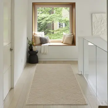 3' X 5' Natural And Light Brown Geometric Indoor Outdoor Area Rug