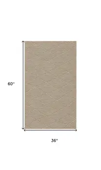 3' X 5' Natural And Light Brown Geometric Indoor Outdoor Area Rug