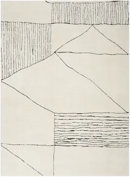 4' X 6' Ivory and Black Abstract Geometric Area Rug