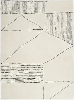 4' X 6' Ivory and Black Abstract Geometric Area Rug