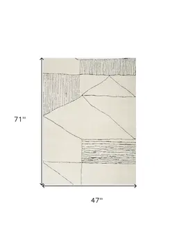 4' X 6' Ivory and Black Abstract Geometric Area Rug