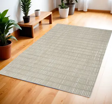 4' X 6' Ivory and Gray Geometric Area Rug