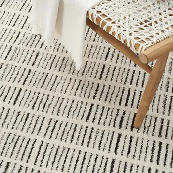4' X 6' Ivory and Black Geometric Area Rug