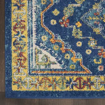 4' X 6' Blue Geometric Power Loom Area Rug