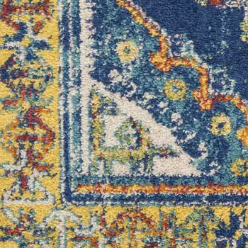 4' X 6' Blue Geometric Power Loom Area Rug
