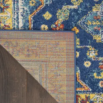4' X 6' Blue Geometric Power Loom Area Rug