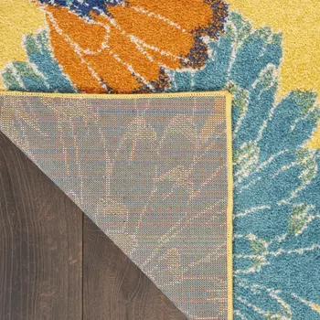 4' X 6' Yellow Floral Power Loom Area Rug