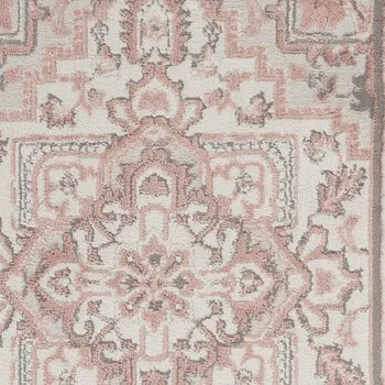 8' Cream Floral Runner Rug
