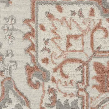 4' X 6' Cream Floral Power Loom Area Rug
