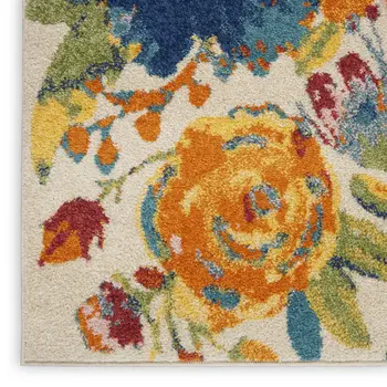 8' Cream Floral Runner Rug