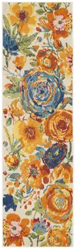 8' Cream Floral Runner Rug