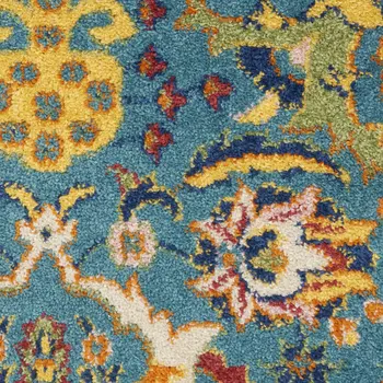 8' Cream Floral Runner Rug