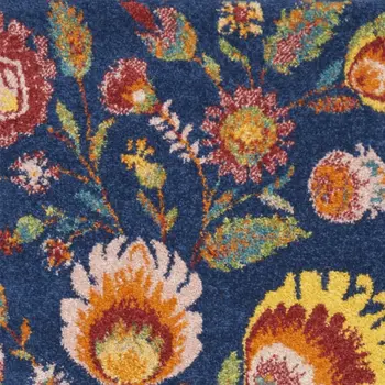 8' Orange And Red Floral Runner Rug