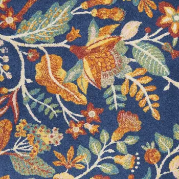 4' X 6' Orange Red And Blue Floral Area Rug