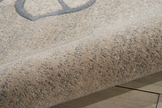 4' X 6' Beige and Gray Botanical Leaves Area Rug