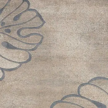 4' X 6' Beige and Gray Botanical Leaves Area Rug