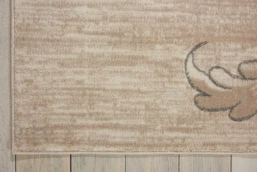4' X 6' Tan Black and Ivory Damask Area Rug
