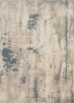 4' X 6' Ivory and Teal Blue Abstract Area Rug