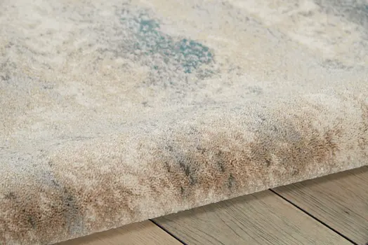 4' X 6' Ivory and Teal Blue Abstract Area Rug
