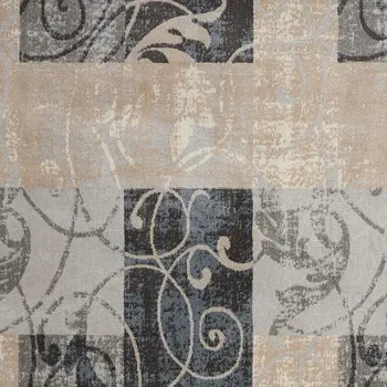 4' X 6' Tan Black and Ivory Floral Vines Area Rug