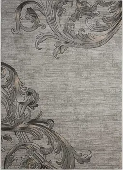 4' X 6' Graphite and Black Floral Vines Area Rug