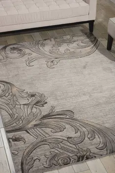 4' X 6' Graphite and Black Floral Vines Area Rug