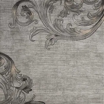 4' X 6' Graphite and Black Floral Vines Area Rug
