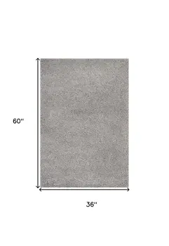 3' X 5' Gray Shag Distressed Area Rug