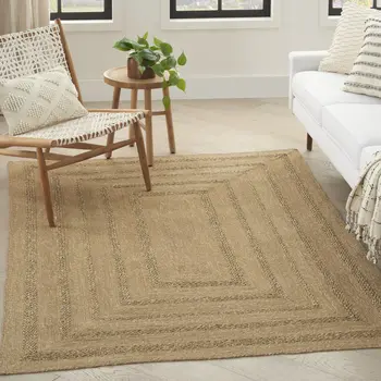 5' X 7' Natural And Brown Handmade Indoor Outdoor Area Rug