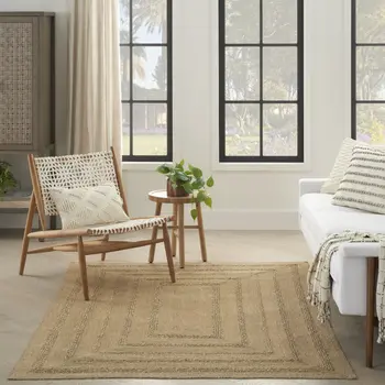 5' X 7' Natural And Brown Handmade Indoor Outdoor Area Rug