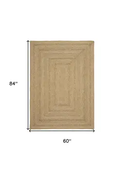 5' X 7' Natural And Brown Handmade Indoor Outdoor Area Rug